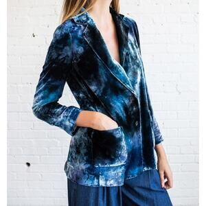 RAQUEL ALLEGRA Velvet Silk Single Breasted Tie Dye Blazer Jacket SSENSE 1 S $800
